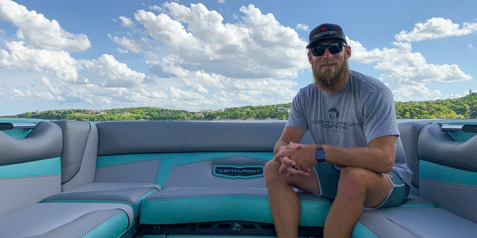 A man enjoying a Supreme boat ride.