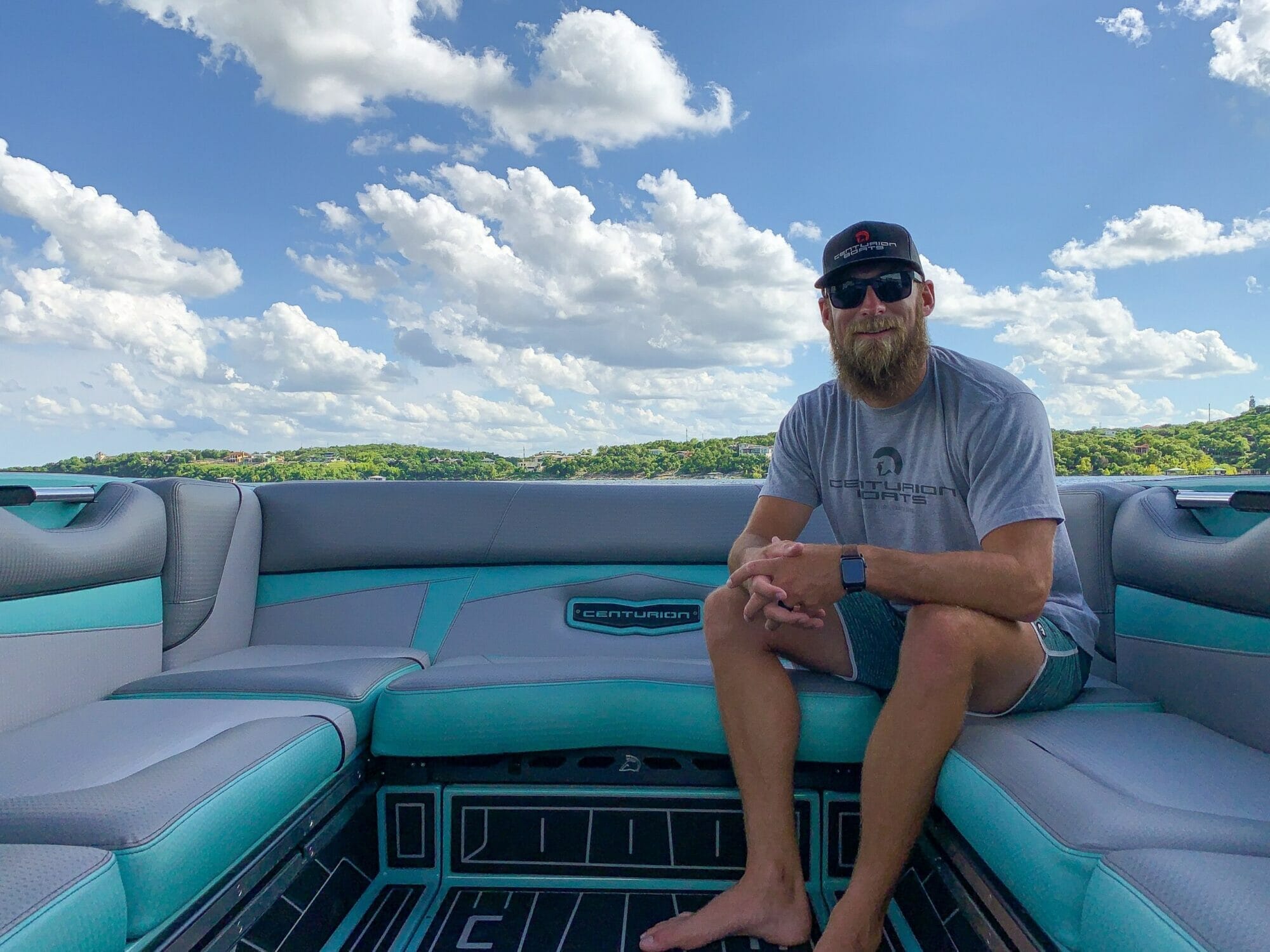 A man enjoying a Supreme boat ride.