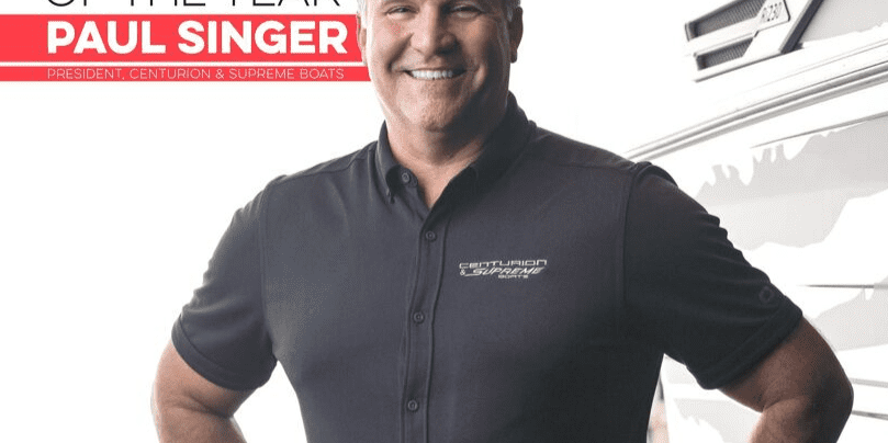 Paul Singer on the cover of Supreme Boats industry magazine.